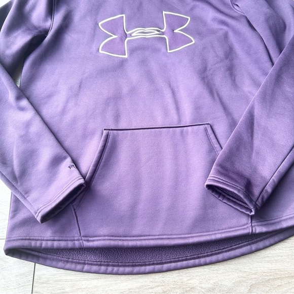 Under Armour Logo Loose Fit Sweatshirt Hoodie in Purple Coldgear - Picture 7 of 16